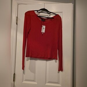 NWT-Sanctuary Women's Red Long Sleeve Scoop Neck Top